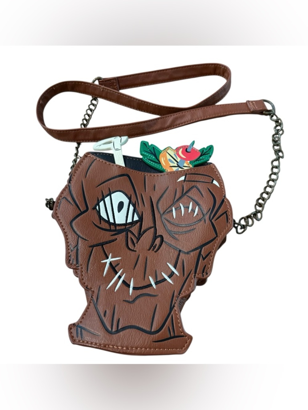 DISNEY PARKS LOUNGEFLY SAM'S ZOMBIE SHRUNKEN HEAD TIKI CROSSBODY BAG PURSE RARE